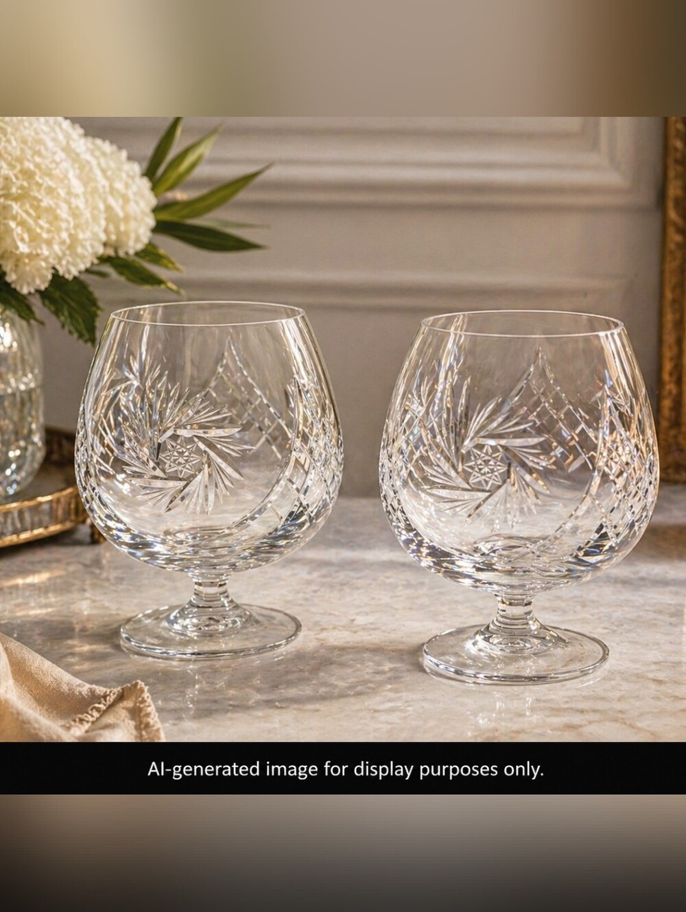 Crystal Cut Brandy Glasses - Clear (Set of 2)